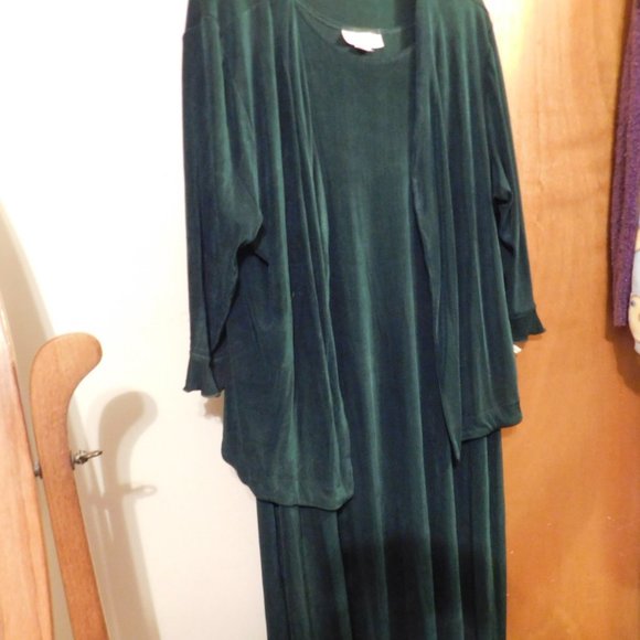 Channa Tank Emerald Green Casual and Elegant in one Dress+Cardigan in one 1X - Picture 1 of 12